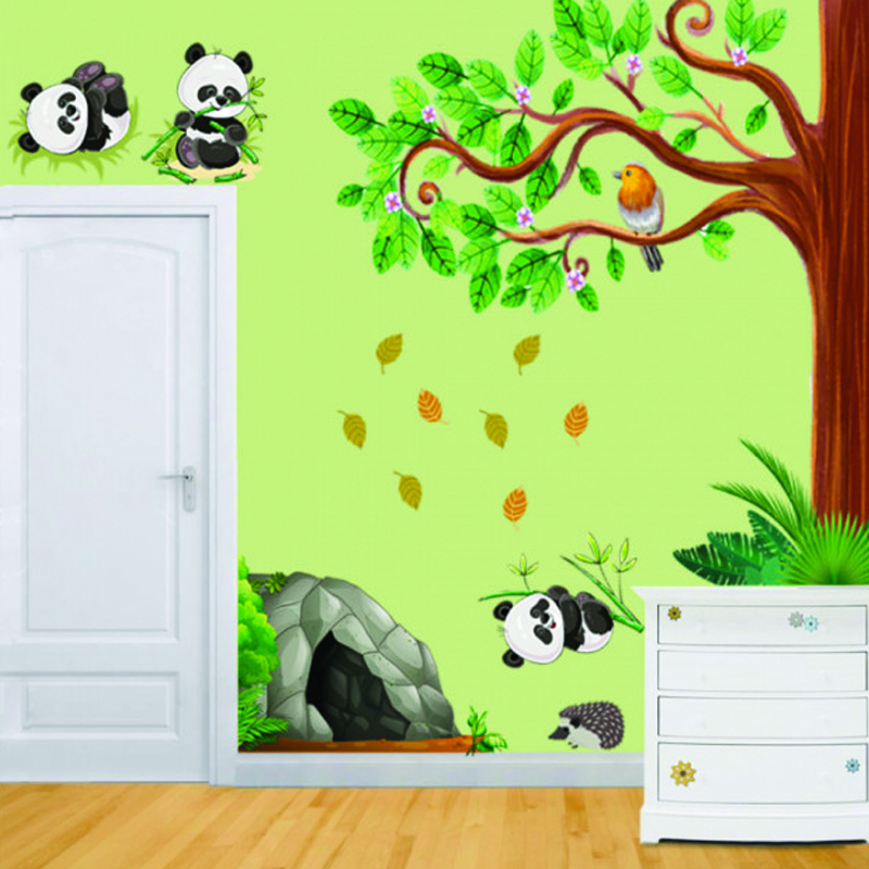 Αυτοκόλλητο τοίχου με ζώα Αρκουδάκια panda